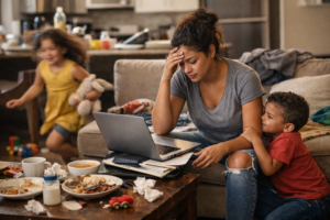 Mom burnout – exhausted mother needing rest